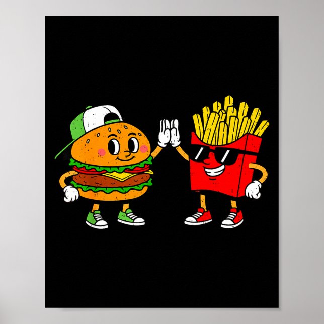 Funny Hamburger French Fries Combo Snacks Fast Foo Poster (Framsidan)
