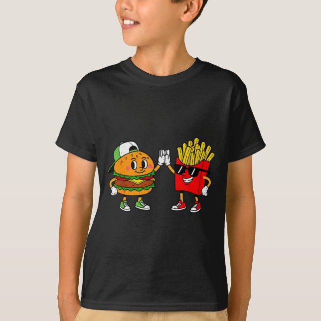 Funny Hamburger French Fries Combo Snacks Fast Foo T Shirt (Framsida)