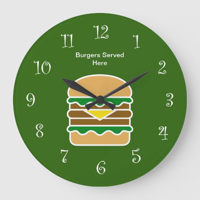 Funny Hamburger Kitchen Design Stor Klocka (Framsida)