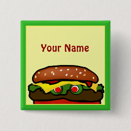 Funny Hamburger Picnic Namn bricka Button Knapp
