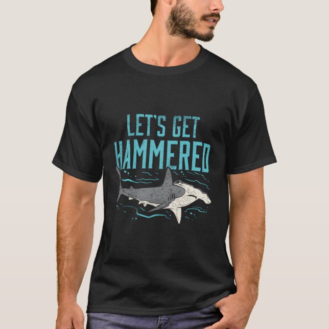 Funny Hammerhead Shark Drinking Pun Låt oss Hamm T Shirt (Framsida)
