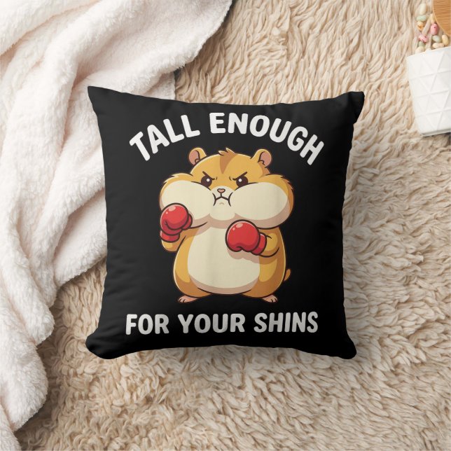 Funny Hamster Boxing Tall Enough for Your Shins  Kudde (Filt)