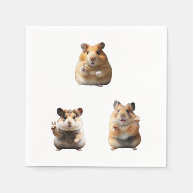Funny Hamster Meme Peace Sign Pappersservett (Framsidan)