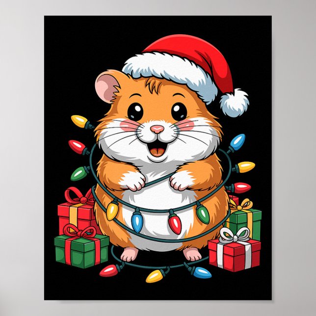 Funny Hamster Santa Hat Animals Lovers Ugly Christ Poster (Framsidan)