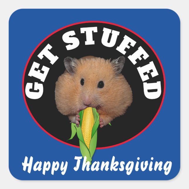 Funny Hamster Thanksgiving Fyrkantigt Klistermärke (Framsida)