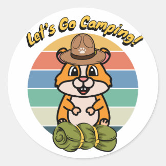 Funny Hamster vill gå och campa Runt Klistermärke