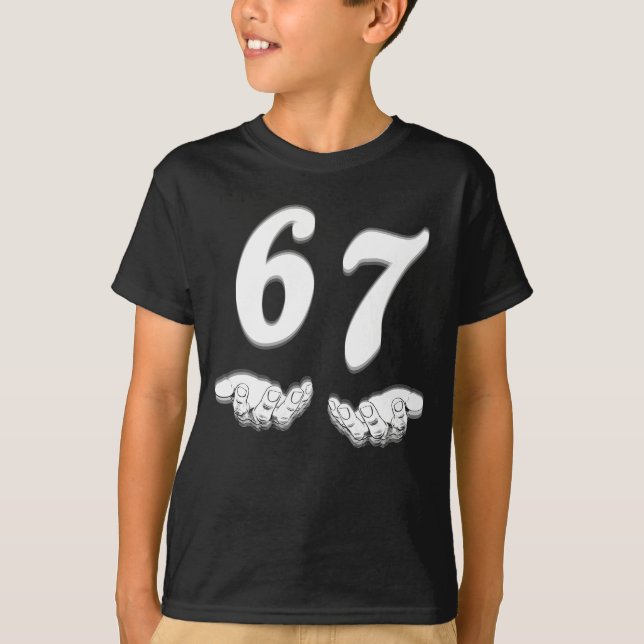 Funny Hand Gesture 67 Meme Gen Alpha 6 7 T Shirt (Framsida)