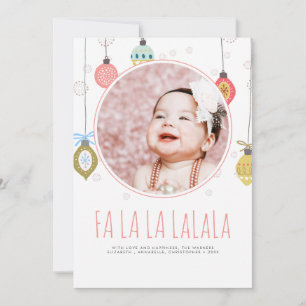 Funny Hand-Lettered Fa La julfoto Julkort