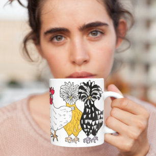 Funny Hand plockade Tecknad Chickens Mugg