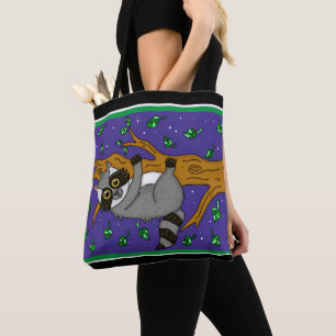 Funny Hand plockade Whimsical Raccoon Tygkasse