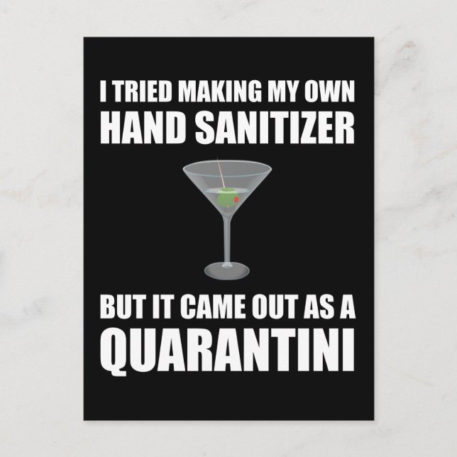Funny Hand Sanitizer Quarantini Vykort (Framsida)