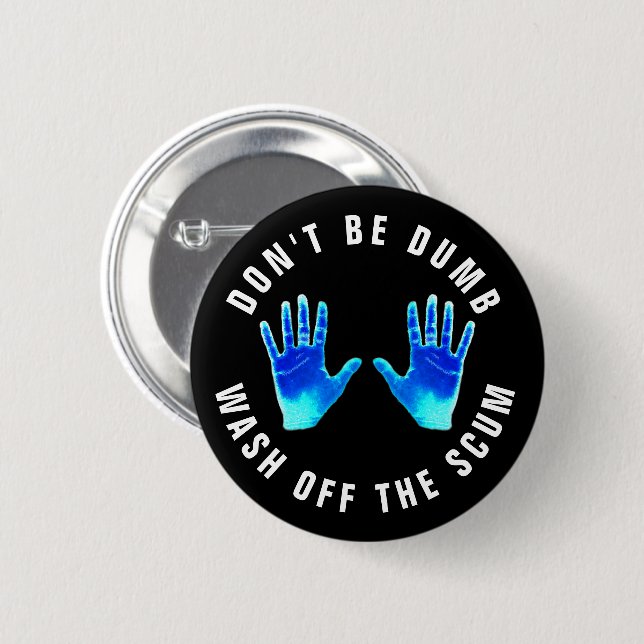 Funny hand Tvättar Stoppa Coronavirus Knapp (Framsida & baksida)