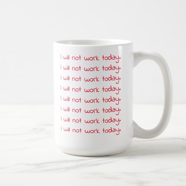 Funny handskriven röd text, arbetskaffe kaffemugg (Höger)