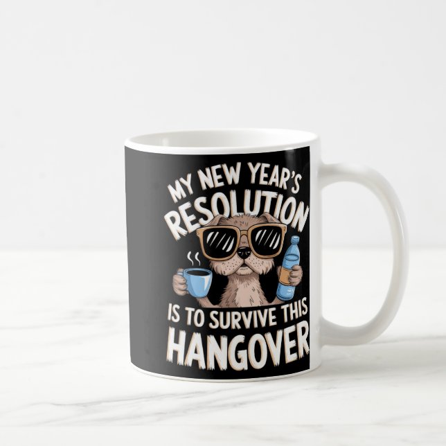 Funny Hangover Survival Dog New Year's Resolution  Kaffemugg (Höger)