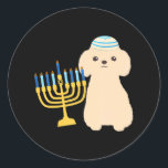 Funny Hanukkah Chanukah Pudel Hund älskare Menorah Runt Klistermärke<br><div class="desc">Funny Hanukkah Chanukah Pudel Hund älskare Menorah</div>