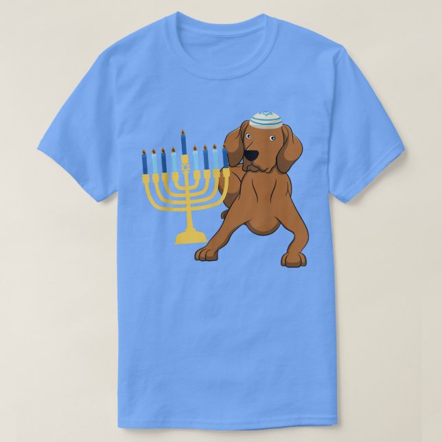Funny Hanukkah Chanukah Vizsla Hund älskare Menora T Shirt (Design framsida)
