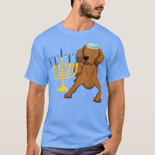 Funny Hanukkah Chanukah Vizsla Hund älskare Menora T Shirt