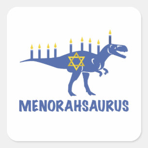 Funny Hanukkah Dinosaur MenorahSaurus Dino Fyrkantigt Klistermärke