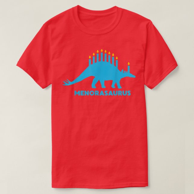 Funny Hanukkah  Dinosaur Stegosaurus Dino Menorah  T Shirt (Design framsida)