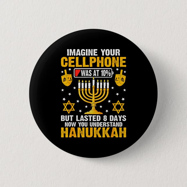 Funny Hanukkah Imagine Your Cellphone Chanukah Jew Knapp (Framsida)