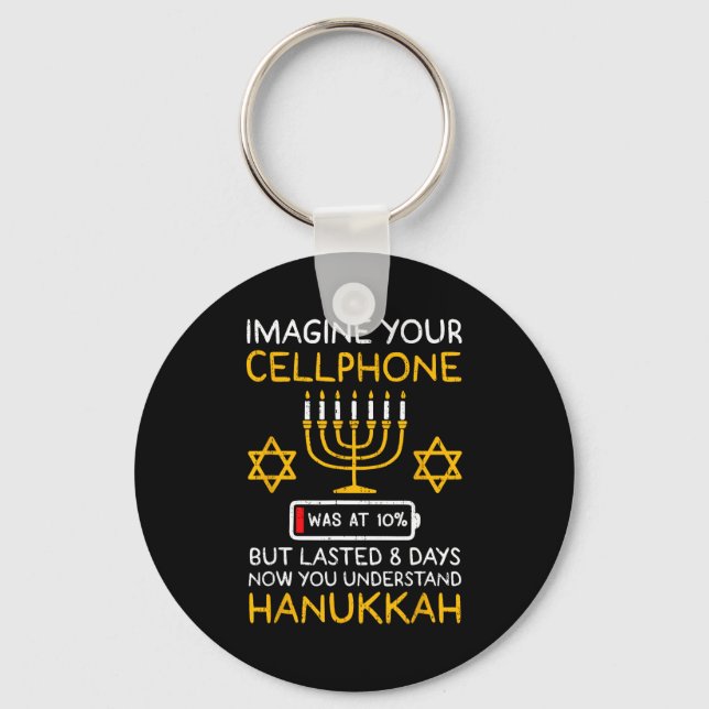 Funny Hanukkah Imagine Your Cellphone Chanukah Jew Nyckelring (Framsida)