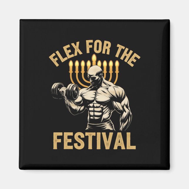 Funny Hanukkah Jewish Gym Workout Flex for Fes Magnet (Framsidan)