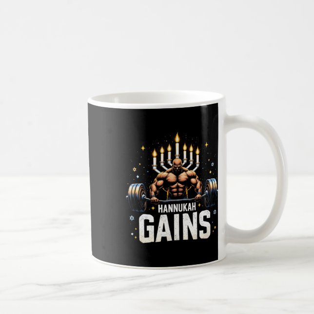 Funny Hanukkah Jewish Gym Workout Hannukah Gains Kaffemugg (Höger)