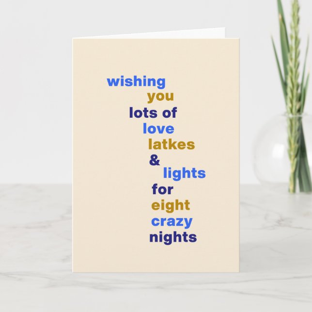 Funny Hanukkah Kärlek Latkes Ljus i Blue Helgkort (Framsida)