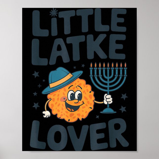 Funny Hanukkah Little Latke Jewish Family Kids Mat Poster (Framsidan)