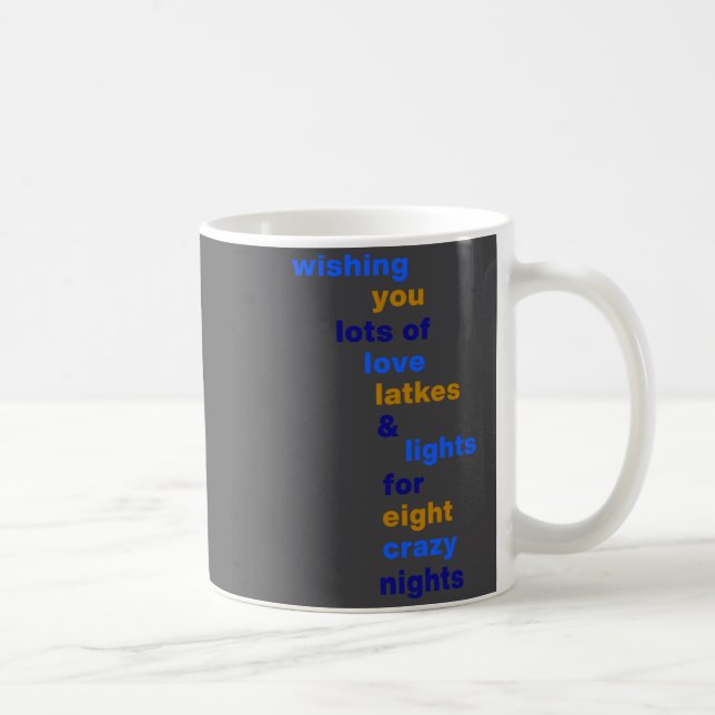 Funny Hanukkah Love Latkes Lights In Blue  Kaffemugg (Höger)