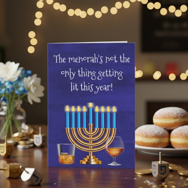 Funny Hanukkah Menorah Cocktails Drinking Helgkort (Skapare uppladdad)