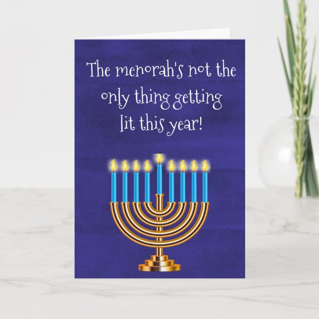 Funny Hanukkah Menorah Helgkort (Framsida)