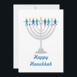 Funny Hanukkah menorah och ljus Julkort<br><div class="desc">Lustigt Hanukkah-illustration,  Cute candles-tecken sitta på Hanukkkah-menorah</div>