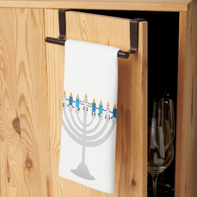 Funny Hanukkah menorah och ljus Kökshandduk (Thirds Fold)