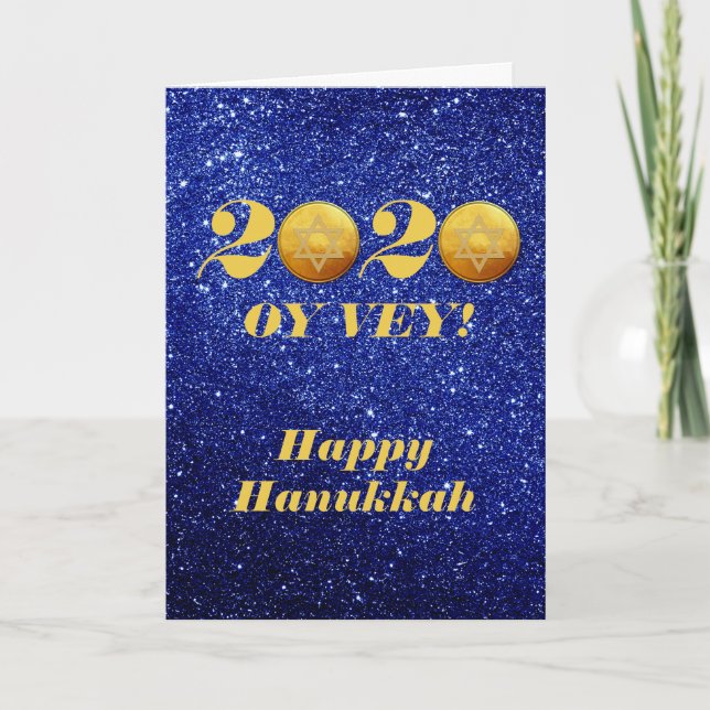 Funny Hanukkah Oy Vey 2020 Gelt Coin glitter Helgkort (Framsida)
