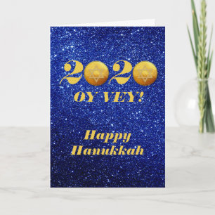 Funny Hanukkah Oy Vey 2020 Gelt Coin glitter Helgkort