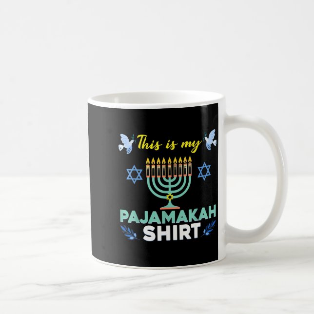 Funny Hanukkah Pajama Shirt This Is My Pajamakah G Kaffemugg (Höger)