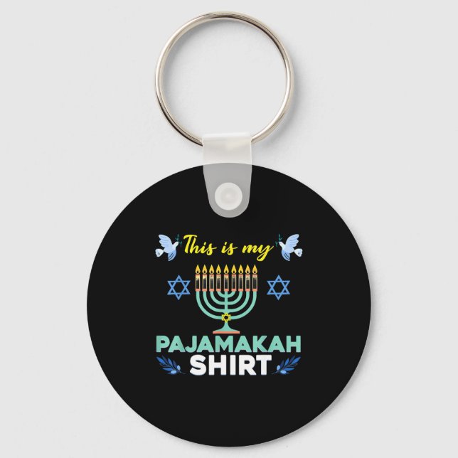 Funny Hanukkah Pajama Shirt This Is My Pajamakah G Nyckelring (Framsida)