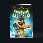 Funny Hanukkah Reindeer Glad helg<br><div class="desc">Vet du inte om du ska säga "God jul" eller "Lycklig Hanukkah"? Säg BTH med den här roligten renare som inte verkar vara helt säker på varför hans tänder lyser upp som en menorah! Den här söta renen är säker på att få dina vänner och din familj att le den...</div>