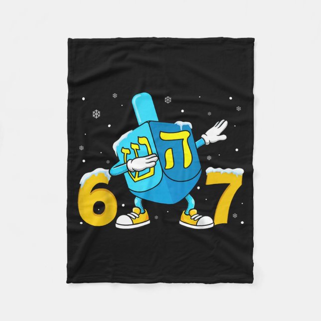 Funny Hanukkah Six Seven Chanukah Dreidel Dabbing  Fleecefilt (Framsidan)