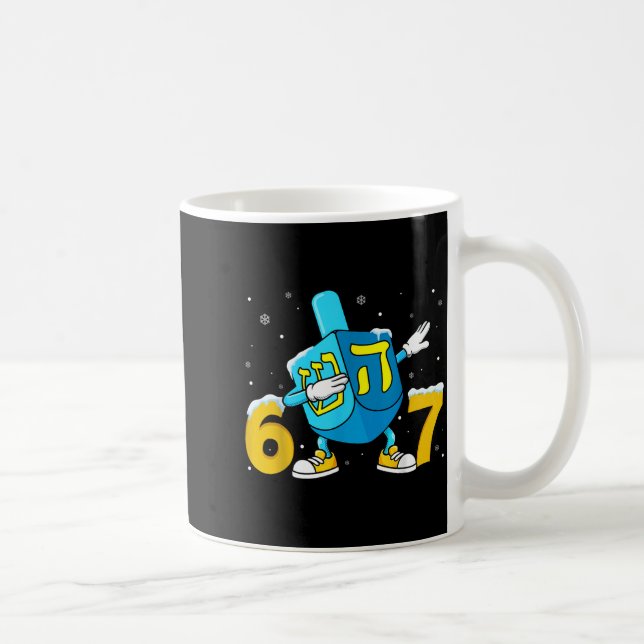 Funny Hanukkah Six Seven Chanukah Dreidel Dabbing  Kaffemugg (Höger)