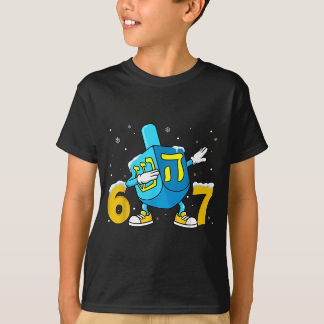 Funny Hanukkah Six Seven Chanukah Dreidel Dabbing  T Shirt (Framsida)