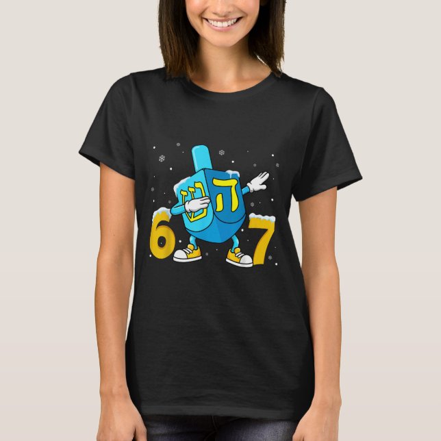 Funny Hanukkah Six Seven Chanukah Dreidel Dabbing  T Shirt (Framsida)