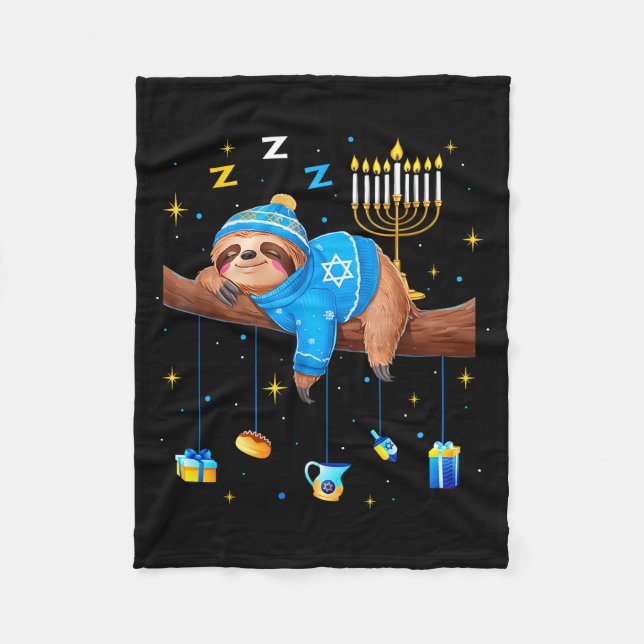 Funny Hanukkah Sloth Jewish Chanukah Sleeng Hanukk Fleecefilt (Framsidan)