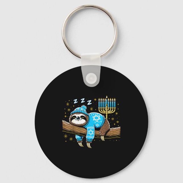 Funny Hanukkah Sloth Jewish Chanukah Sleeng Hanukk Nyckelring (Framsida)