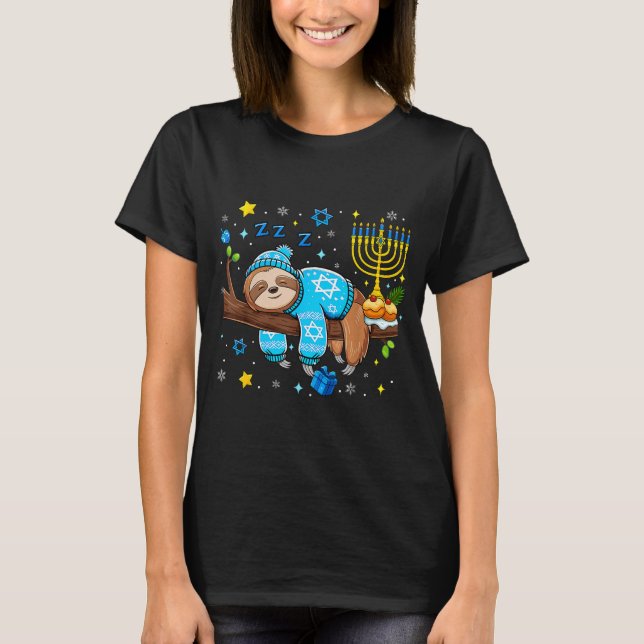 Funny Hanukkah Sloth Jewish Chanukah Sleeng Hanukk T Shirt (Framsida)