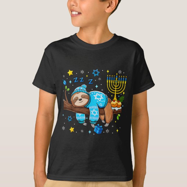 Funny Hanukkah Sloth Jewish Chanukah Sleeng Hanukk T Shirt (Framsida)