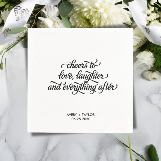 Funny Happily Ever After Wedding Napkins Pappersservett (Calligraphic Script Funny Saying Wedding Napkins)