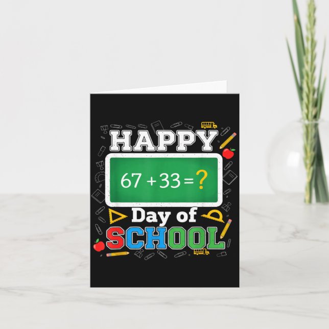 Funny Happy 100 Days Of School Math Teacher Six Se Kort (Framsida)