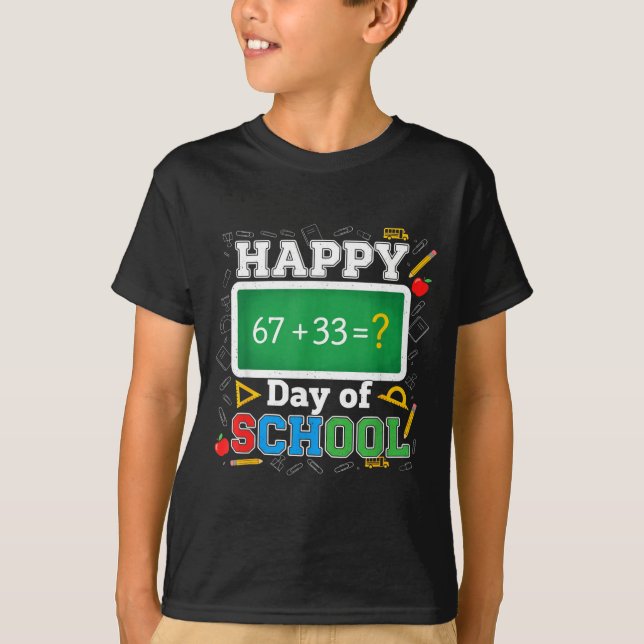 Funny Happy 100 Days Of School Math Teacher Six Se T Shirt (Framsida)